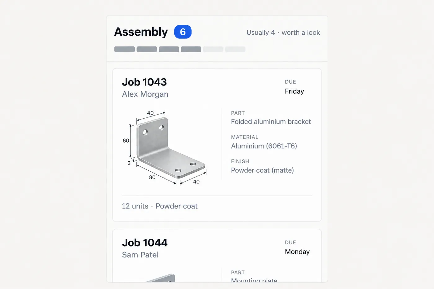 Close view of a stage column header showing a count and a soft warning that too many jobs are queued